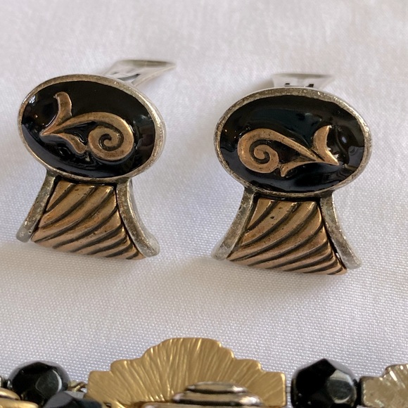 Vintage Chico’s Gold & Silver Bracelet with matching Clip Earrings - Picture 3 of 5